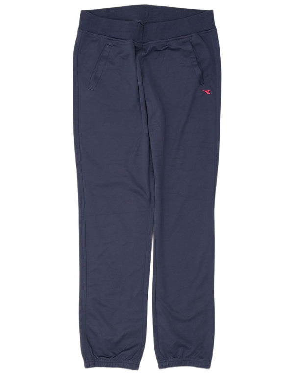 Calça de treino feminina Diadora Joggers UK 14 grande poliéster azul marinho