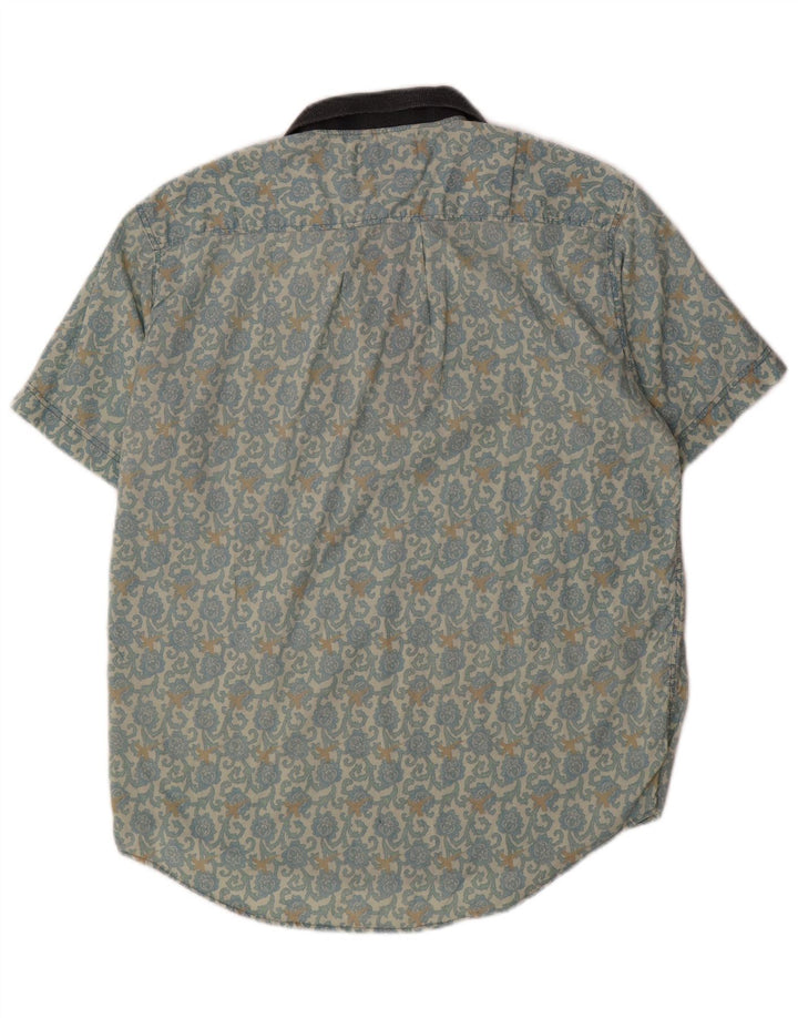 Camisa pulôver masculina de manga curta Peter Elliot algodão floral azul médio