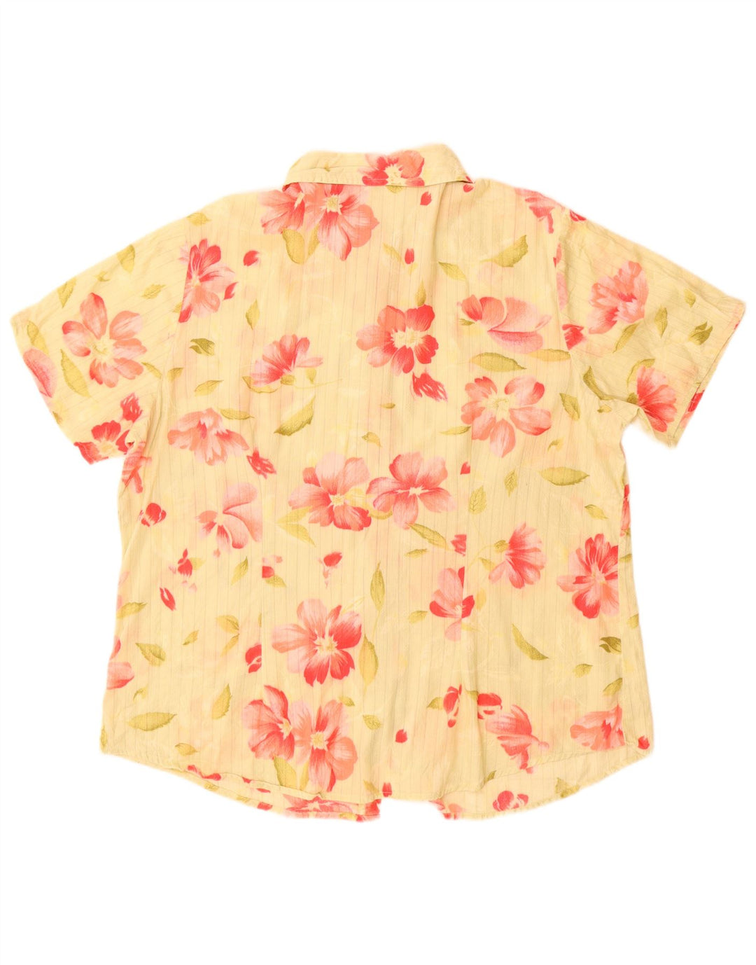 Blusa feminina Lee de manga curta UK 18 XL algodão floral amarelo