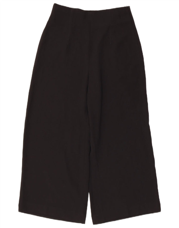Calça feminina Zara com perna larga cortada média W30 L24 poliéster preto