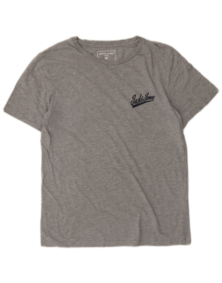 Camiseta masculina JACK & JONES pequena de algodão cinza