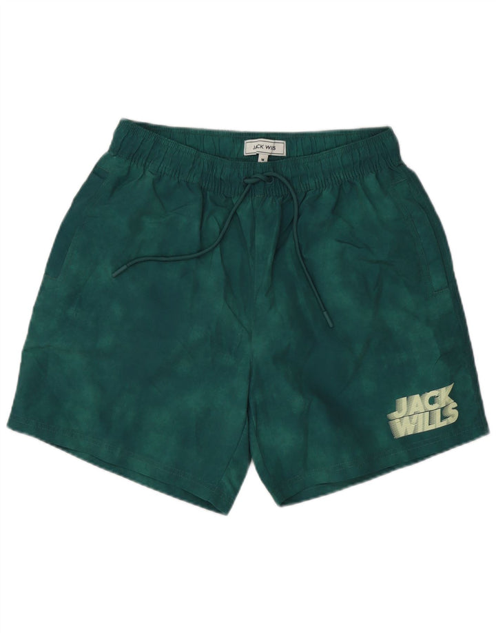 Shorts de natação masculino Jack Wills poliéster tie-dye verde médio