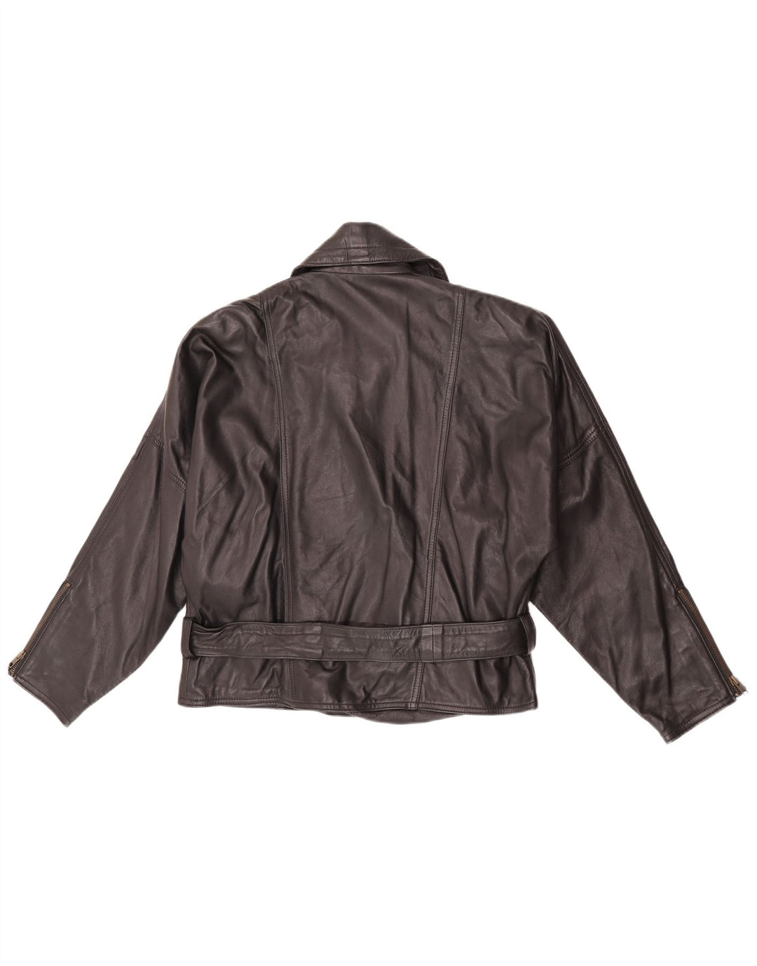Jaqueta de couro de motociclista feminina vintage UE 38 couro preto médio