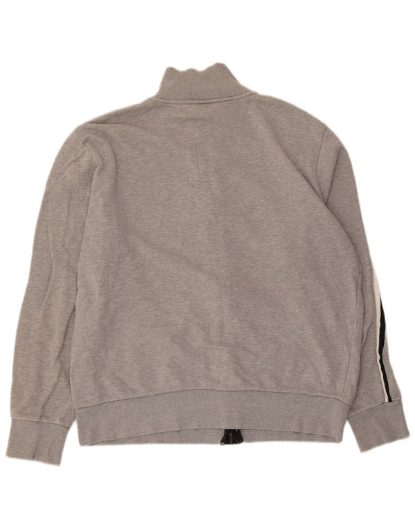 Hugo Boss Mens Treino Top Jaqueta Grande Algodão Listrado Cinza