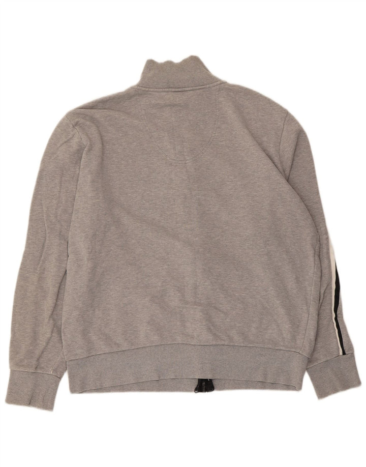 Hugo Boss Mens Treino Top Jaqueta Grande Algodão Listrado Cinza