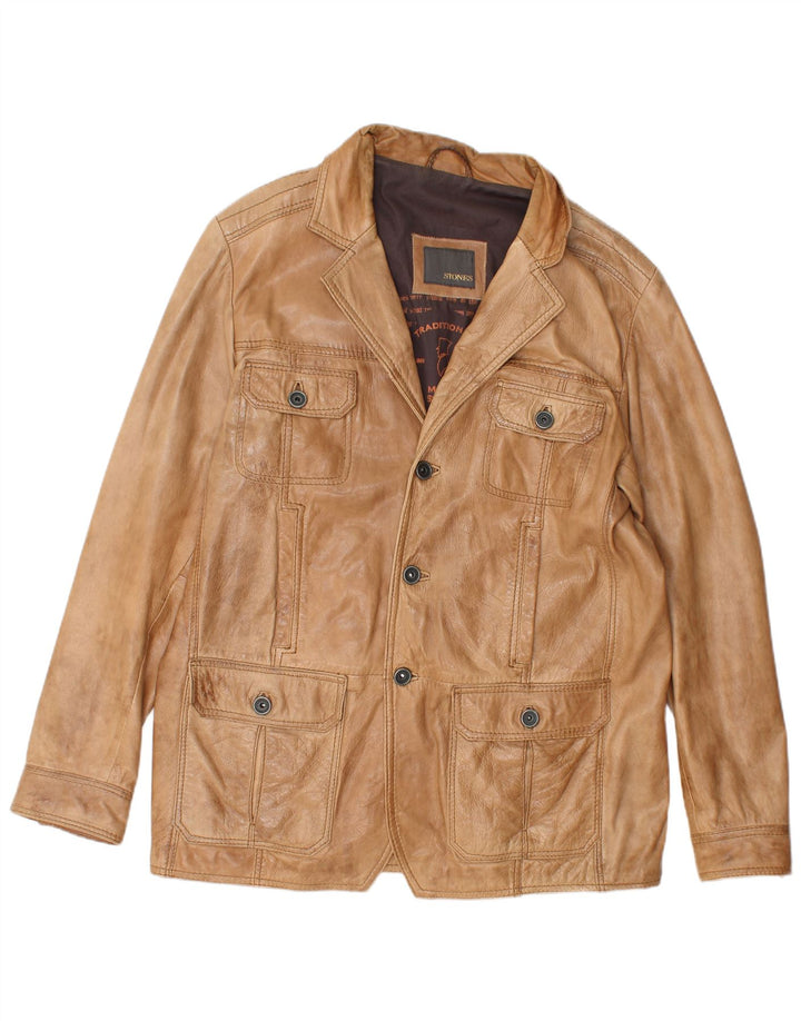 Jaqueta de couro masculina Stones IT 54 2XL couro bege