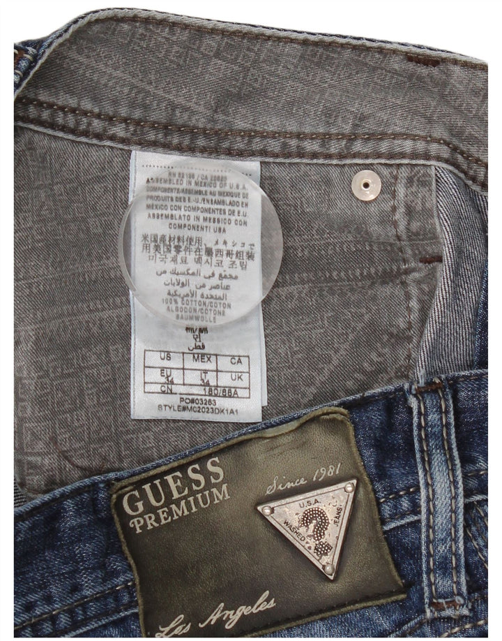 Guess Mens Straight Jeans W34 L34 Azul Algodão
