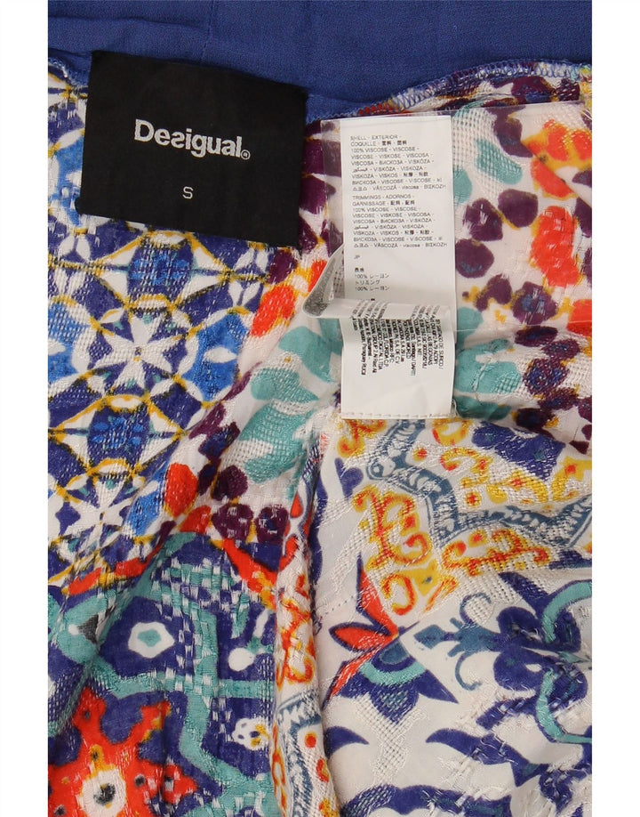 Desigual Top Cardigan Feminino Oversized Reino Unido 10 Pequeno Viscose Multicolorido