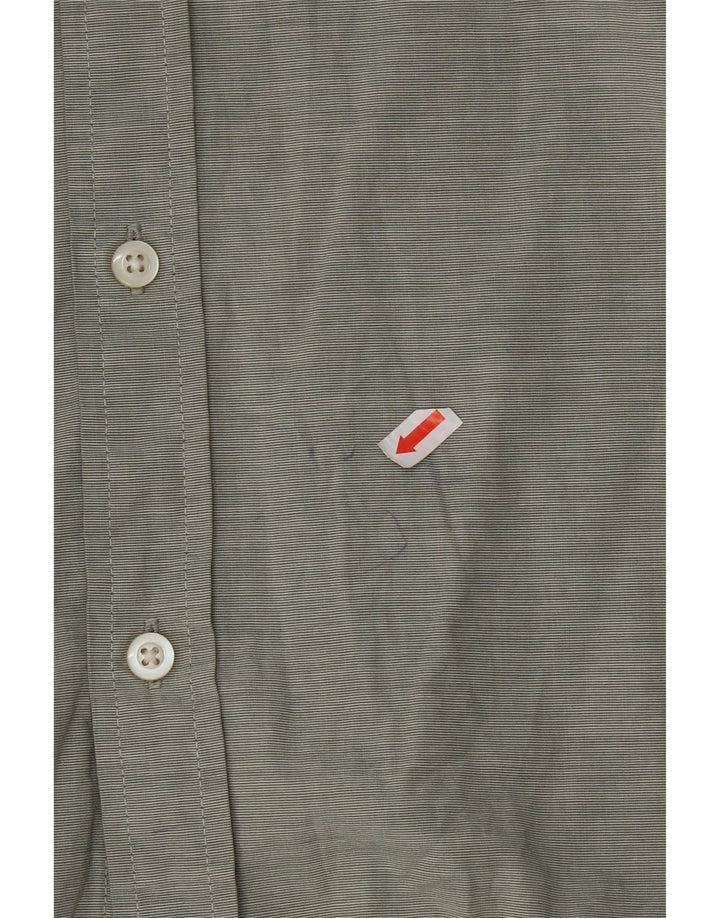 EDDIE BAUER Mens Classic Fit Shirt XL Khaki Pinstripe Cotton Vintage Eddie Bauer and Second-Hand Eddie Bauer from Messina Hembry 