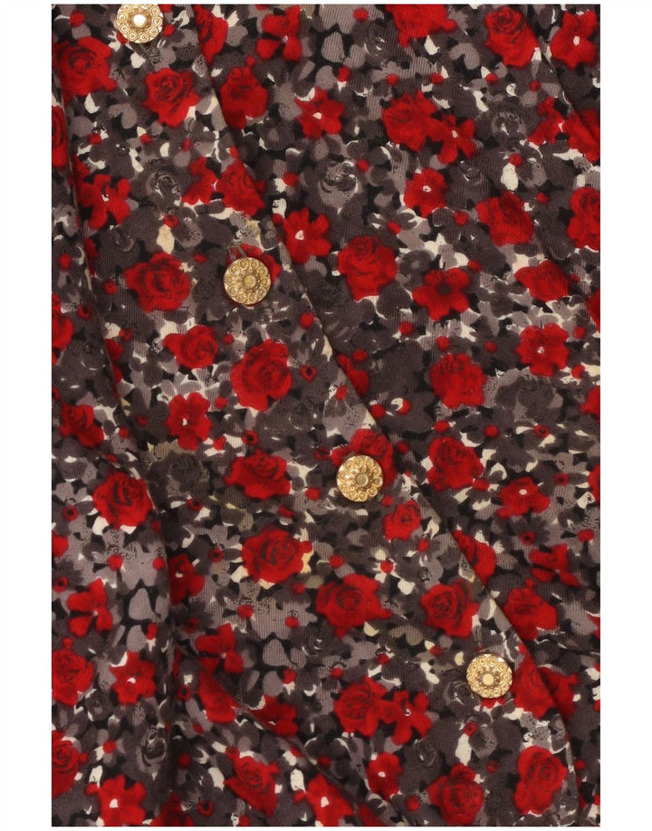Blusa feminina Premode com gravata frontal UK 18 XL vermelho floral