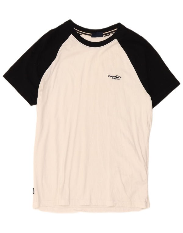 Camiseta masculina Superdry Slim Fit top grande algodão colorblock branco
