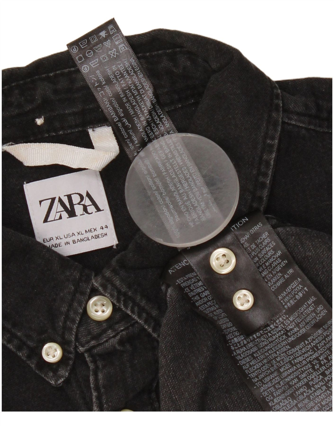 Camisa jeans masculina Zara XL algodão preto