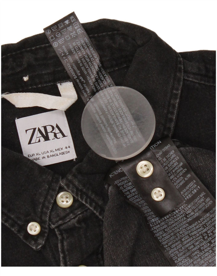 Camisa jeans masculina Zara XL algodão preto
