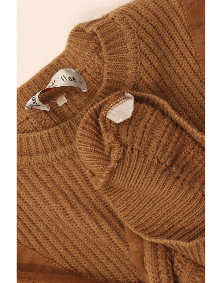 Suéter masculino número 1 com gola redonda XL lã marrom