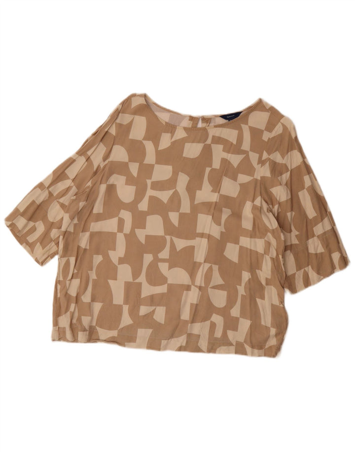 Blusa oversized feminina Gant UK 8 pequena viscose geométrica bege