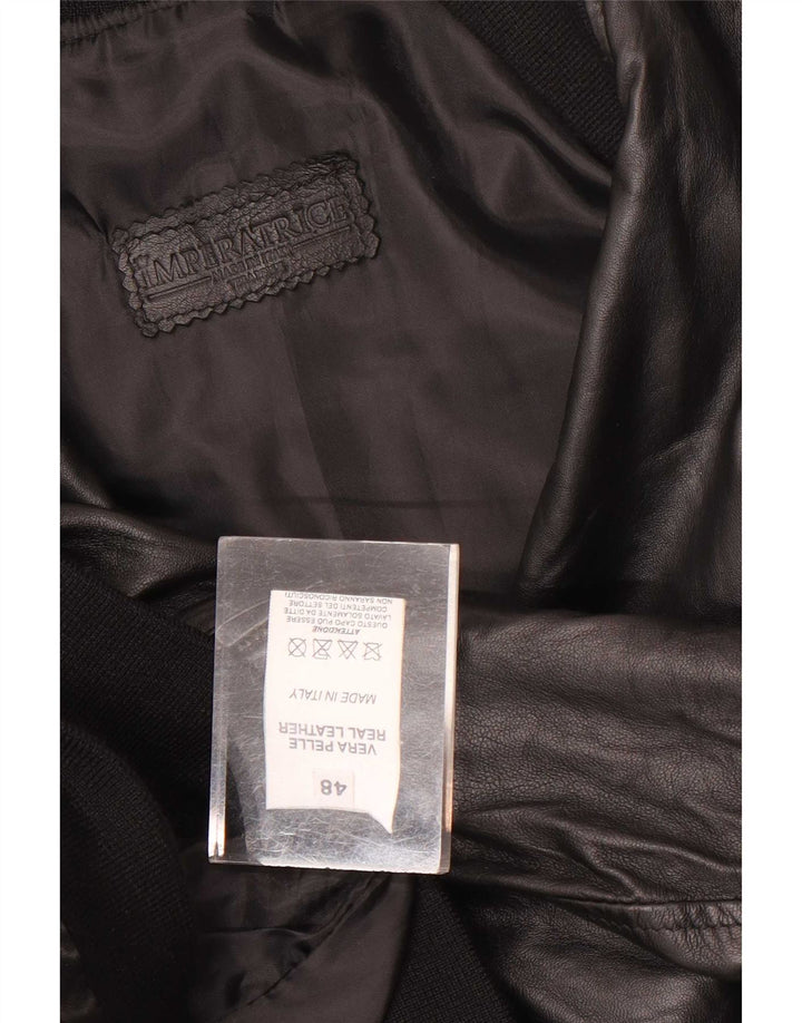Jaqueta de couro bomber masculina vintage IT 48 couro preto médio