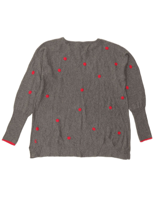 Joules Womens Oversized Boat Neck Jumper Sweater UK 10 Small Grey Polka Dot