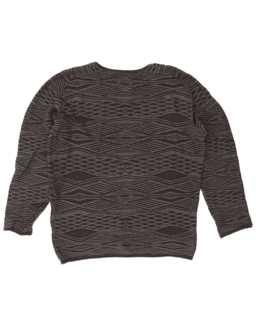 Suéter masculino Jack & Jones com gola redonda e algodão pequeno cinza Argyle/Diamante