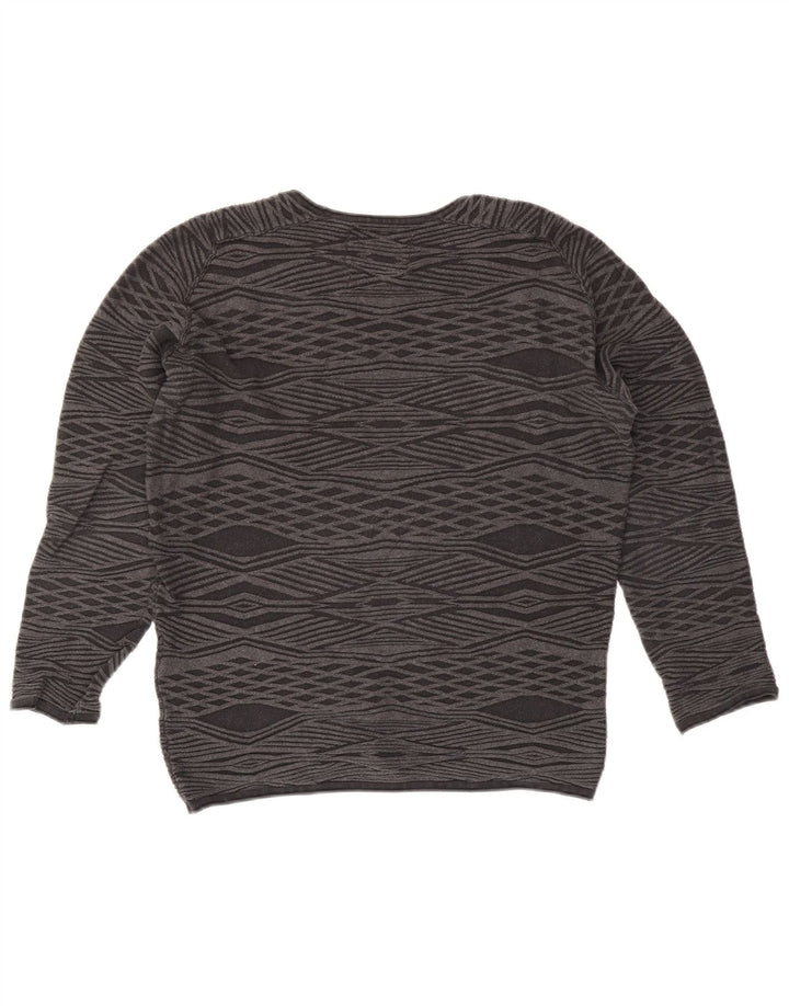 Suéter masculino Jack & Jones com gola redonda e algodão pequeno cinza Argyle/Diamante
