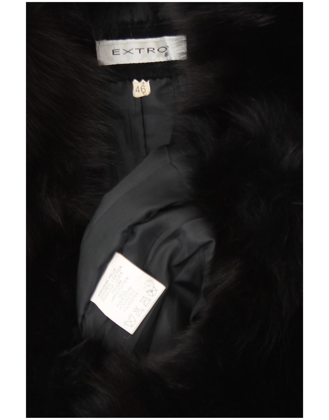 Sobretudo de camurça vintage feminino IT 46 grande couro preto