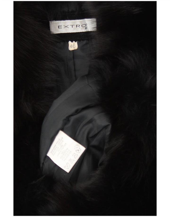 Sobretudo de camurça vintage feminino IT 46 grande couro preto