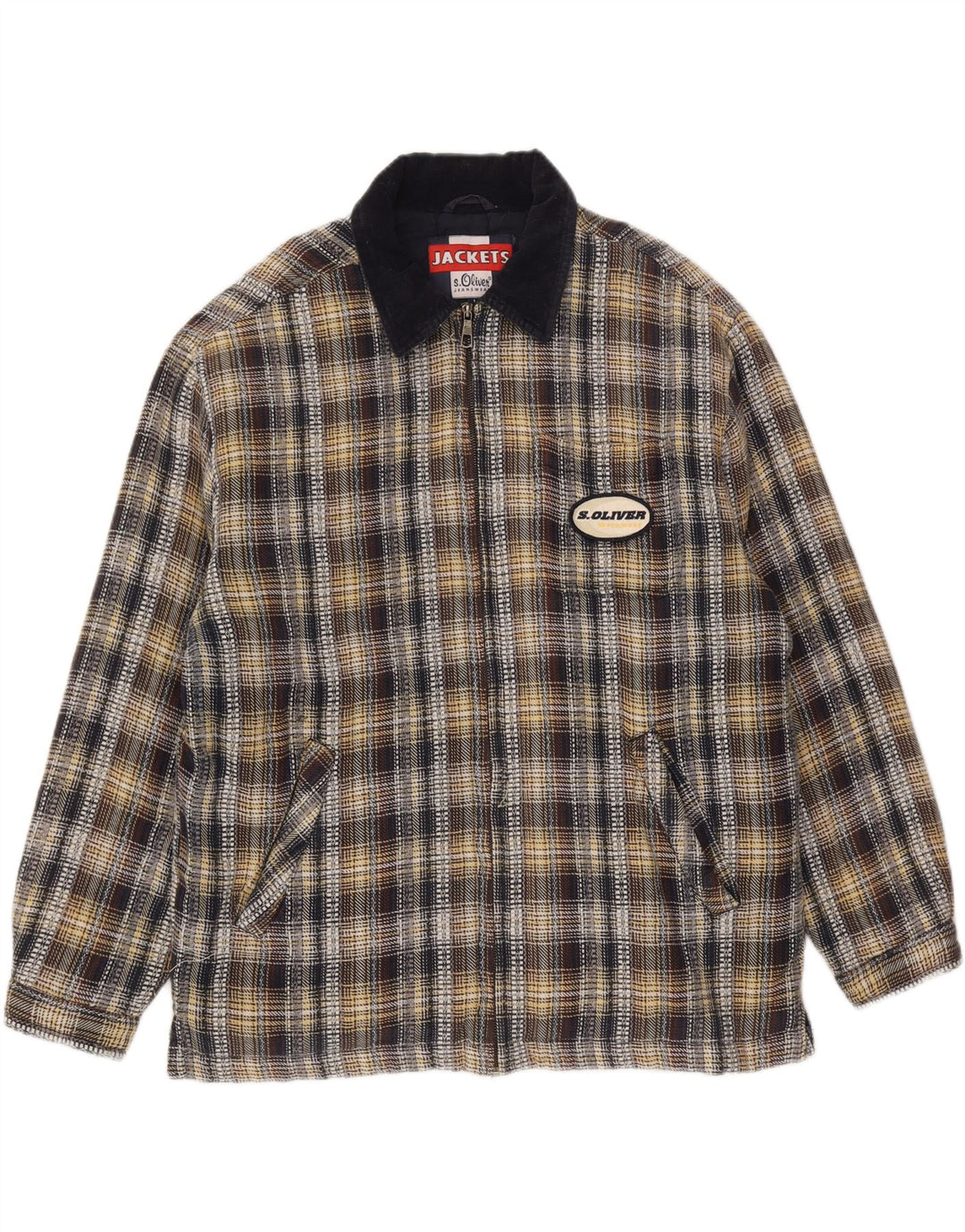 Jaqueta bomber masculina S.Oliver UK 40 grande algodão xadrez multicolorido