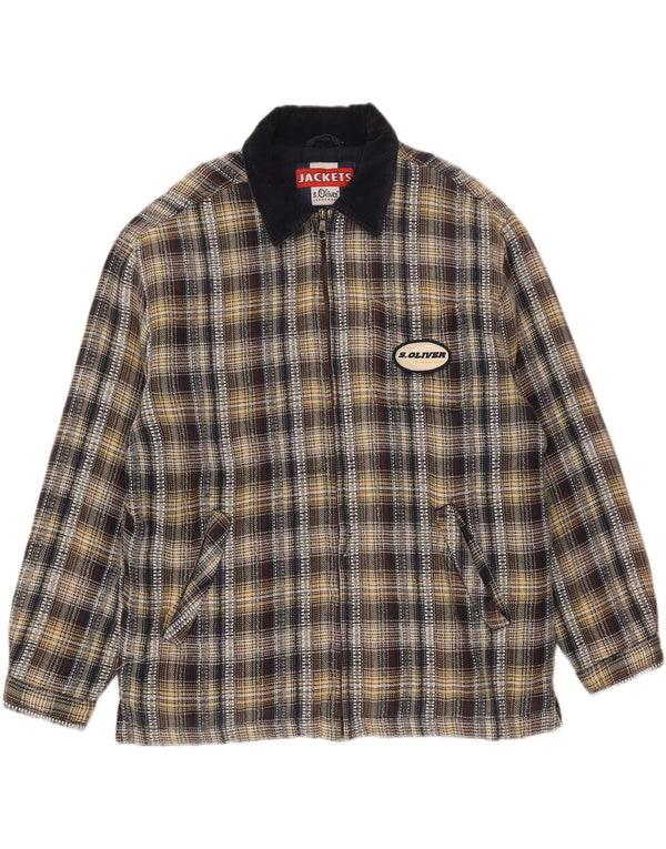 Jaqueta bomber masculina S.Oliver UK 40 grande algodão xadrez multicolorido