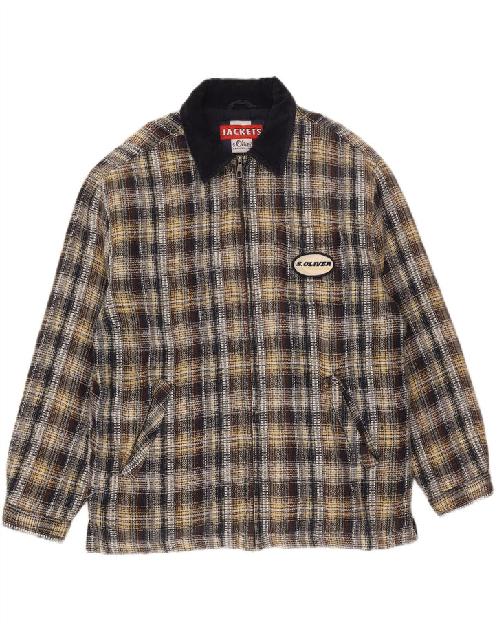 Jaqueta bomber masculina S.Oliver UK 40 grande algodão xadrez multicolorido