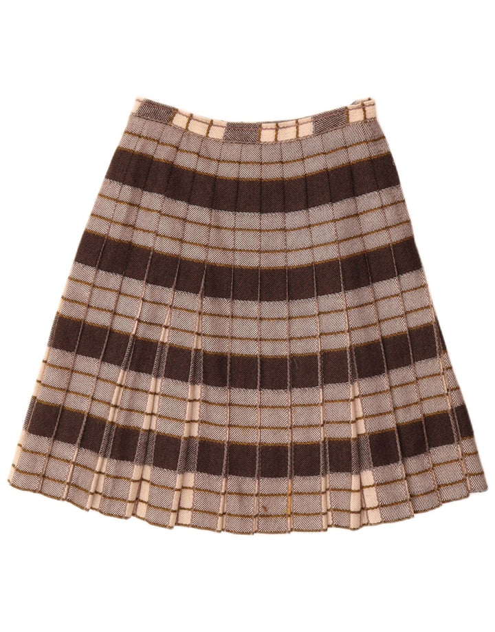 Saia feminina vintage plissada linha A W26 pequena xadrez cinza