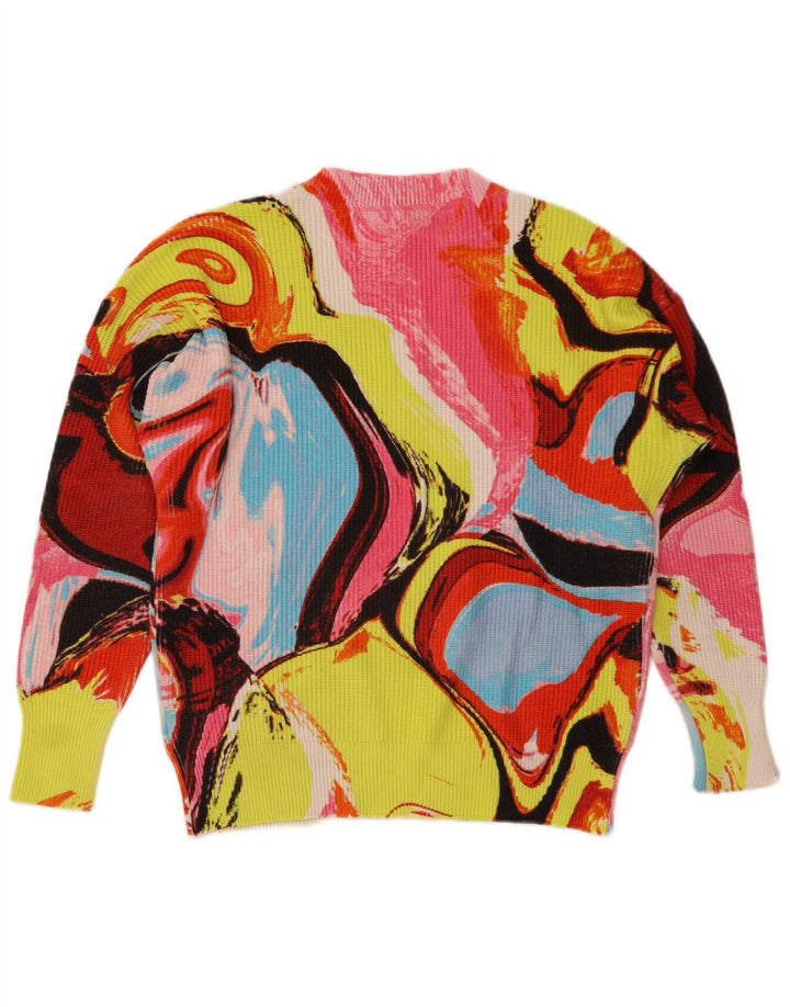 Suéter feminino Desigual com decote em V UK 14 médio multicolorido