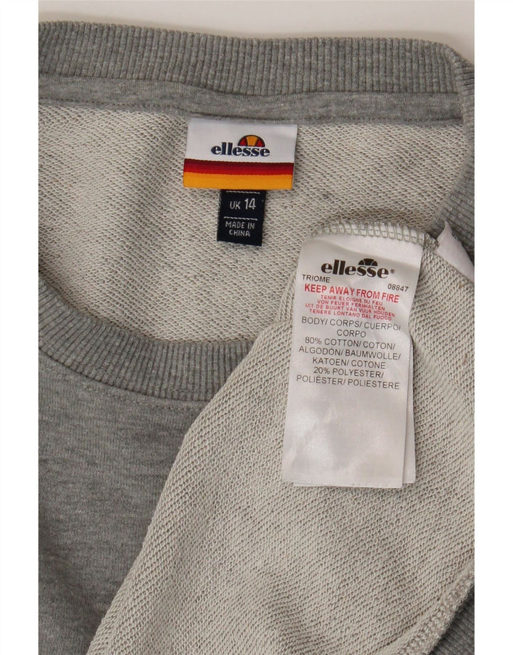 Suéter gráfico feminino Ellesse Reino Unido 14 grande algodão cinza