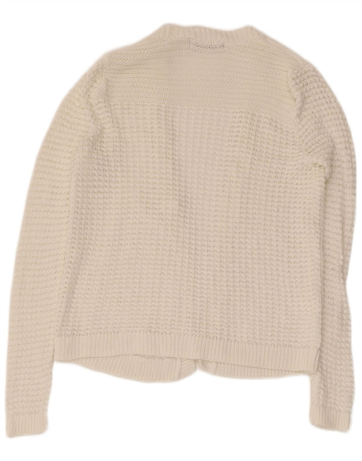 Suéter cardigã aberto feminino Marks & Spencer Reino Unido 8 pequeno branco