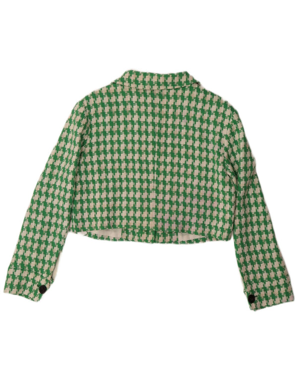 Jaqueta Bolero Feminina Karen Millen Reino Unido 14 Grande Algodão Houndstooth Verde