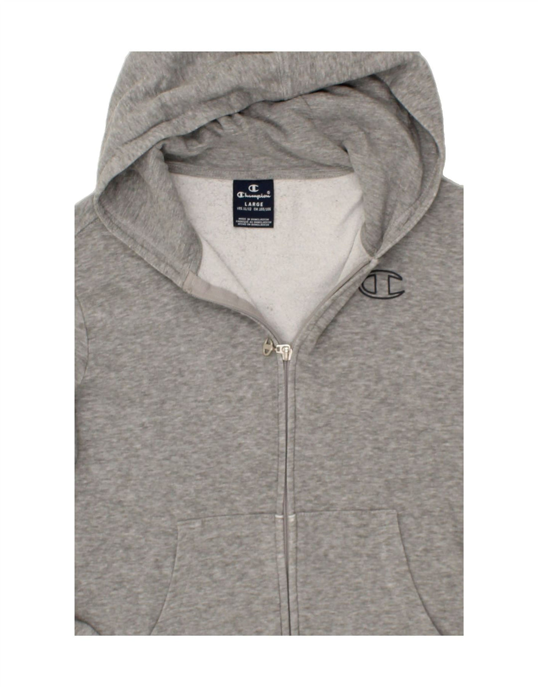 CHAMPION Boys Zip Hoodie Sweater 11-12 Years Large  Grey Cotton Vintage Champion and Second-Hand Champion from Messina Hembry 
