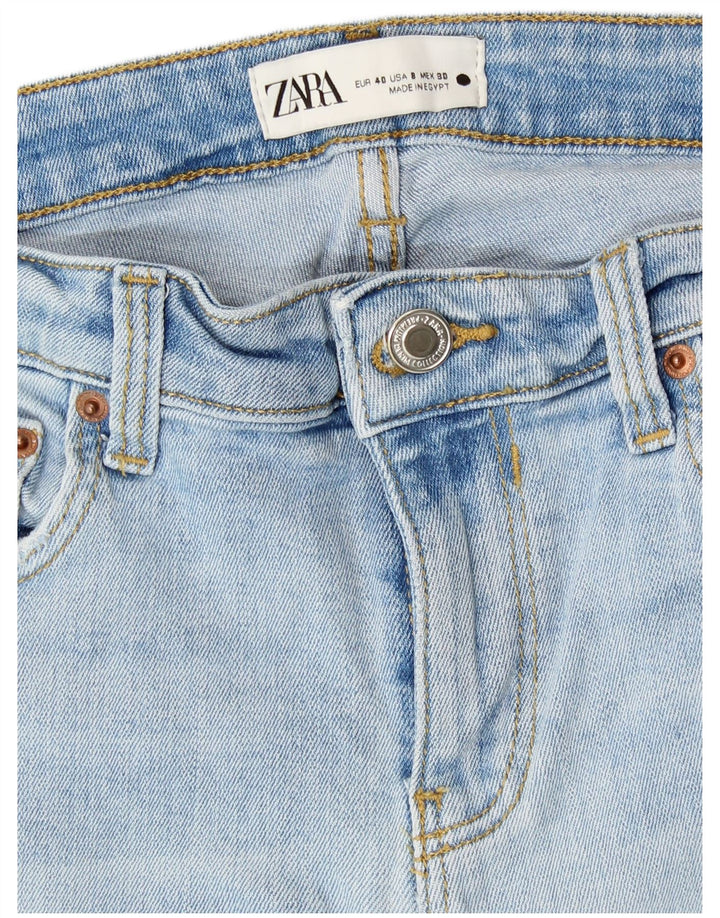 Zara Jeans feminino cortado desgastado UE 40 médio W30 L25 algodão azul