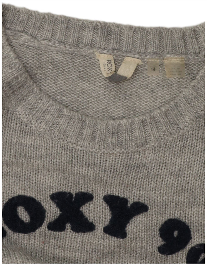 Suéter feminino ROXY com gola canoa e gola redonda Reino Unido 14 cinza médio