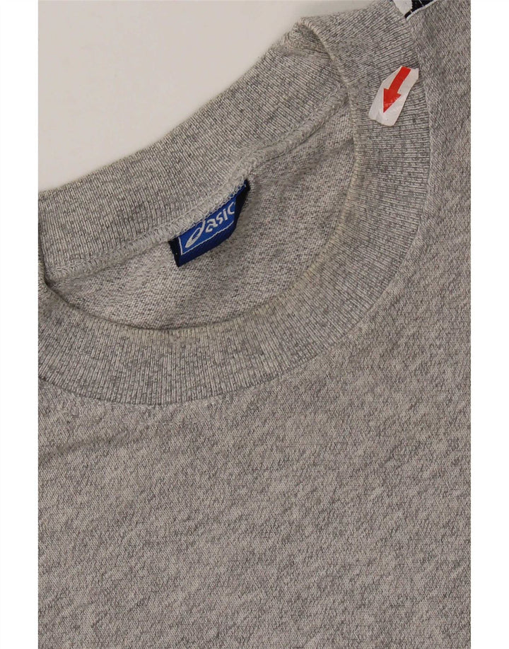 Camiseta gráfica masculina Asics Top cinza médio algodão colorblock