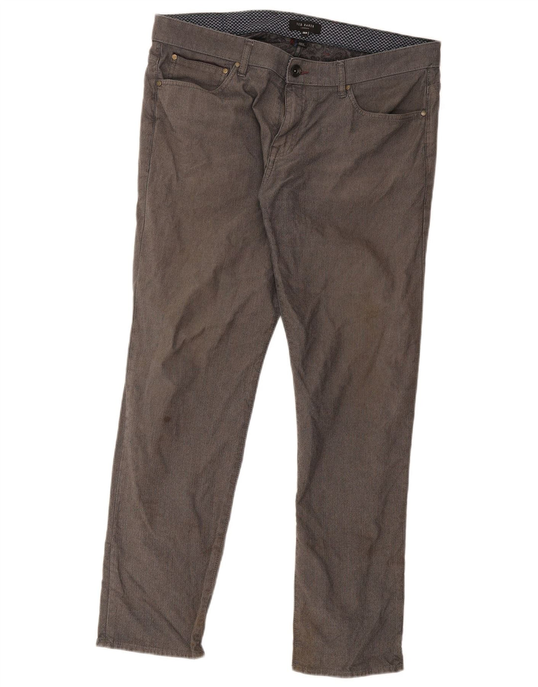 Calça casual reta masculina Ted Baker W36 L30 cinza