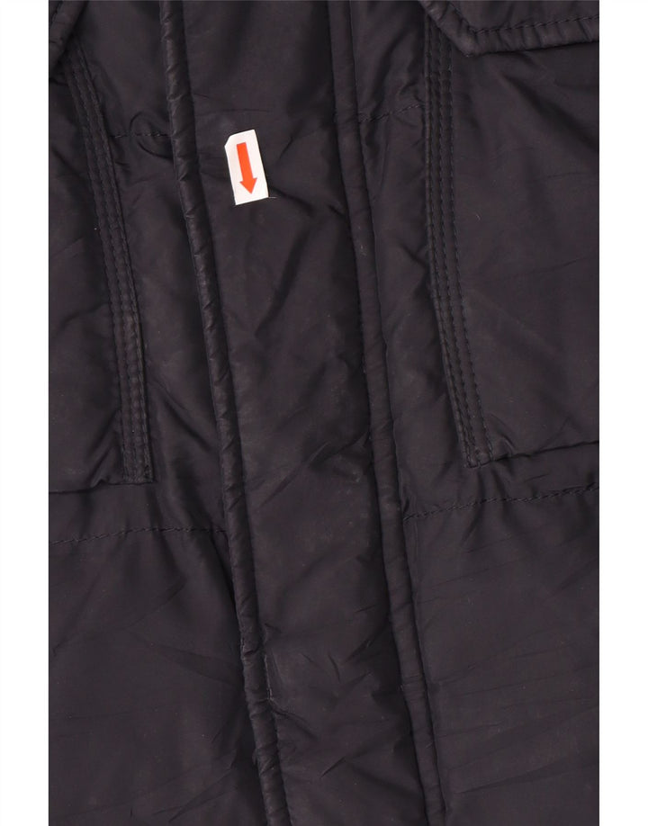 Jaqueta acolchoada com capuz masculina FAY UK 40 grande poliéster azul marinho