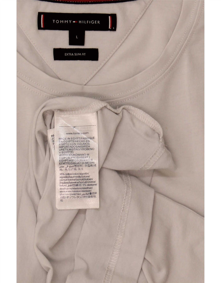 Tommy Hilfiger Mens Extra Slim Camiseta Top Grande Algodão Branco