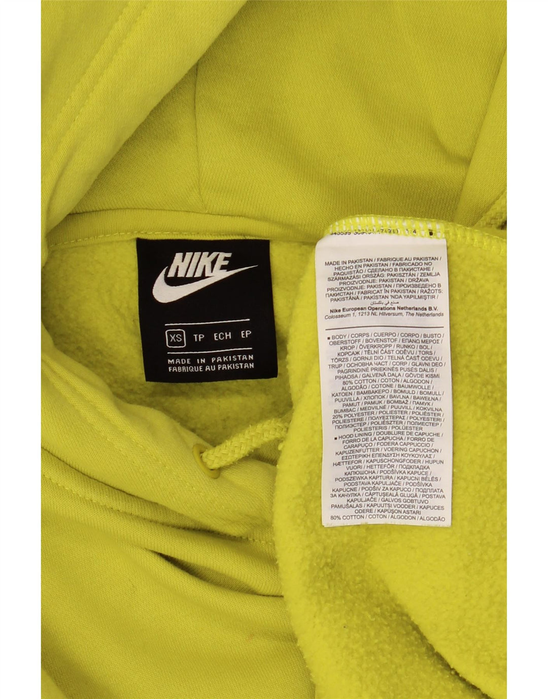 NIKE Womens Oversized Hoodie Jumper UK 6 XS Amarelo Algodão
