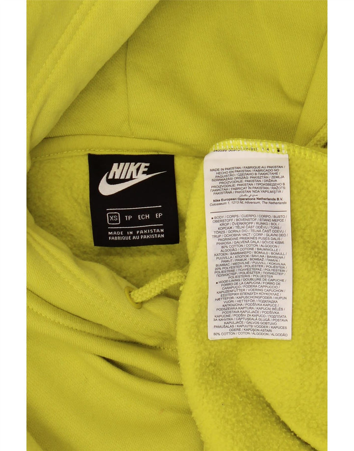 NIKE Womens Oversized Hoodie Jumper UK 6 XS Amarelo Algodão