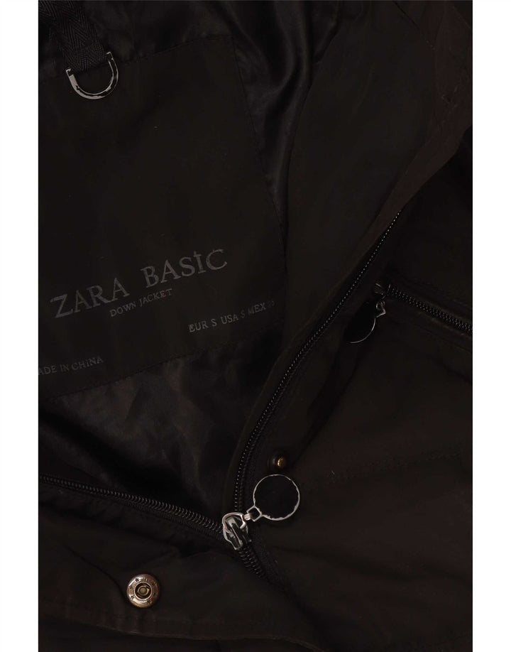 Jaqueta acolchoada com capuz feminina Zara UK 10 pequena preta