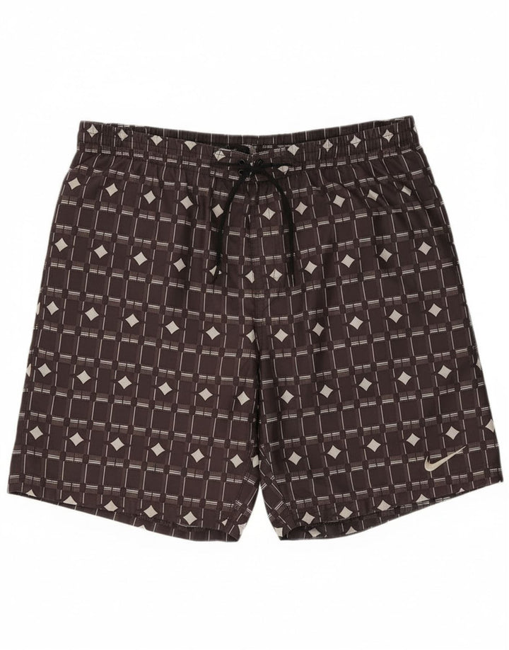 Shorts de natação masculino Nike grande poliéster geométrico marrom