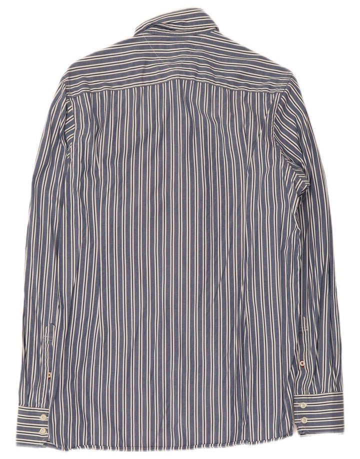 Camisa masculina TOMMY HILFIGER pequena listrada azul de algodão