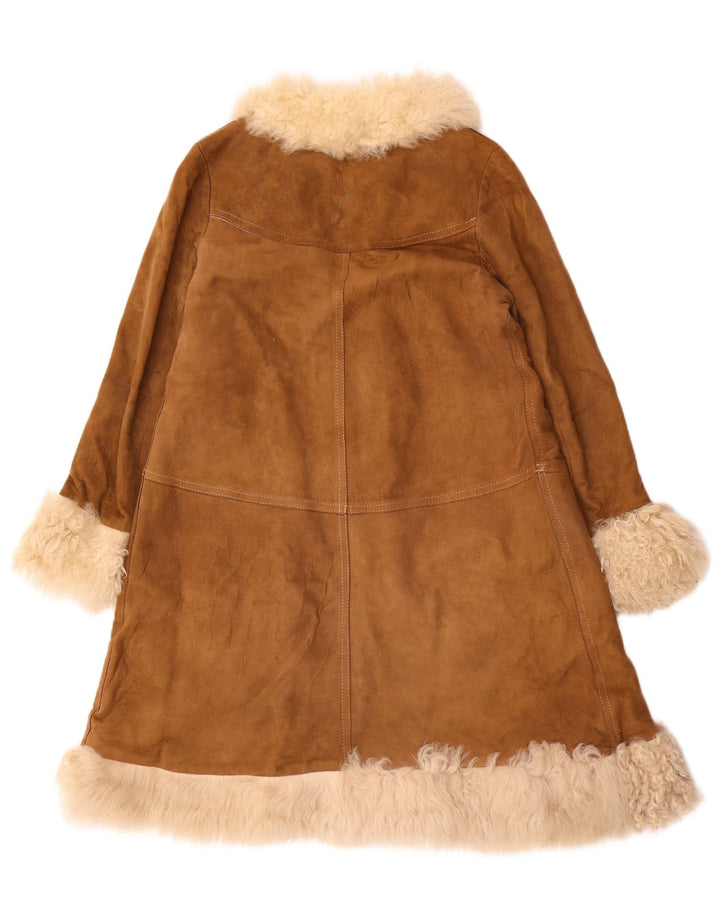 Casaco de shearling feminino VINTAGE EU 42 grande marrom