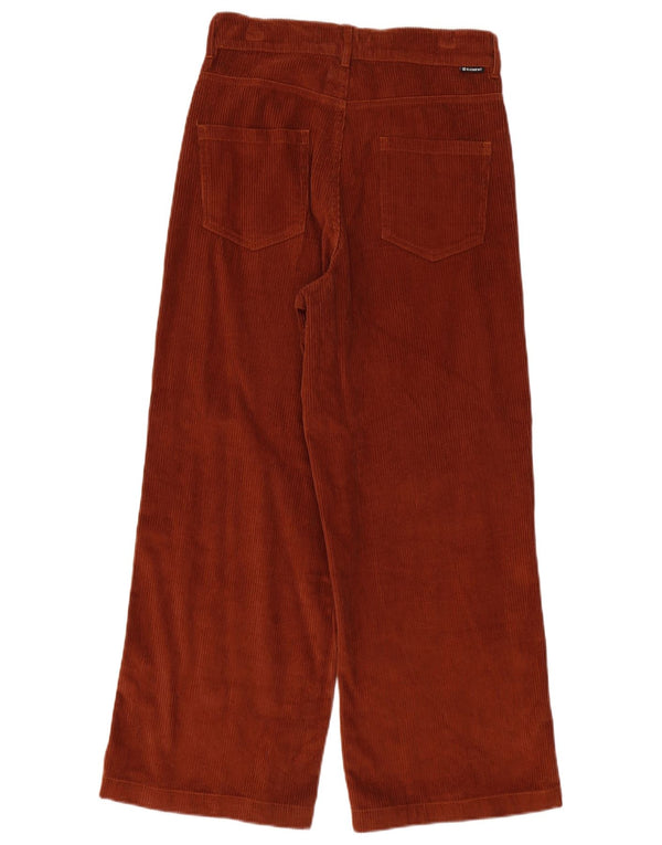 Calça feminina de veludo cotelê Element com cintura alta e perna larga W27 L27 algodão marrom