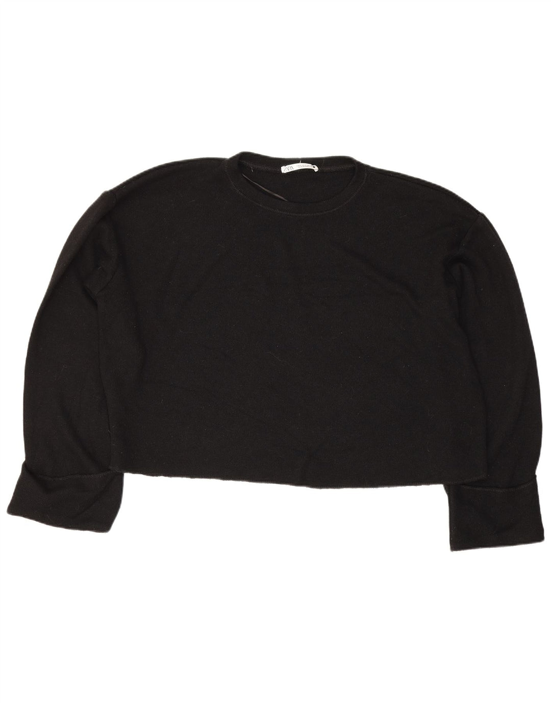 Zara Womens Crop Oversized Top Manga Longa Reino Unido 14 Médio Preto Viscose