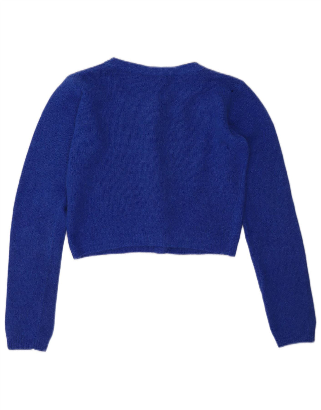 Suéter cardigã feminino VINTAGE Reino Unido 10 lã azul pequena