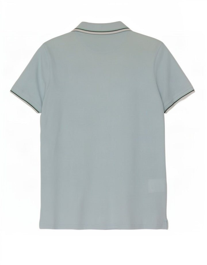 Camisa polo masculina Lyle & Scott de algodão listrado azul médio